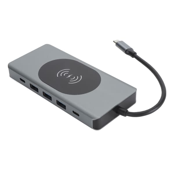 13-i-1 USB C-hub med dokkingstasjon og kortleser