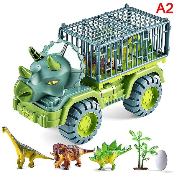 Billeksak Dinosaurier Transport Bilhållare Lastbil Leksak Pull Back Vehicle Toy Green A2