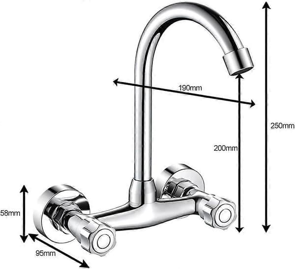 Double-Hole Wall-Mounted Hot and Cold Water Sink Faucet for Balcony Laundry Sink