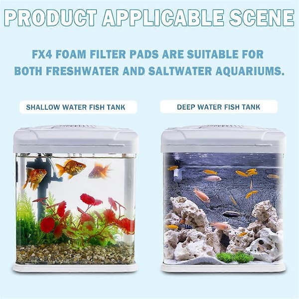Fx4 skumfilterpuder erstatning til FX5 / FX6 beholderfilter, akvarie bio svampeskumfilterpuder White