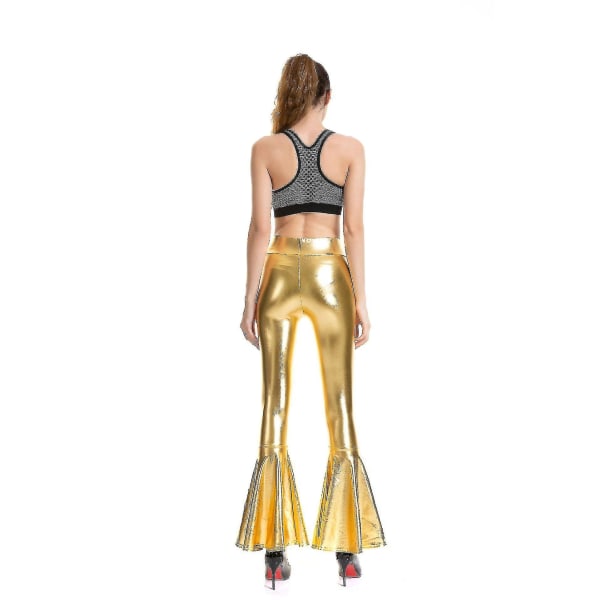 Damebukser med utsving Havfrue Bukser med brede ben Hippie Metallic Pants_fs Gold S