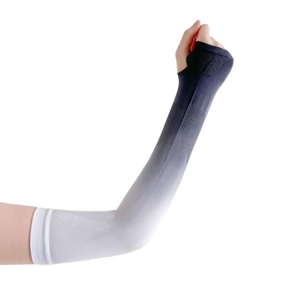 Tunna Gradient Färg Armsleeves Lång Livslängd Ärmar för Camping Vandring White and Gray