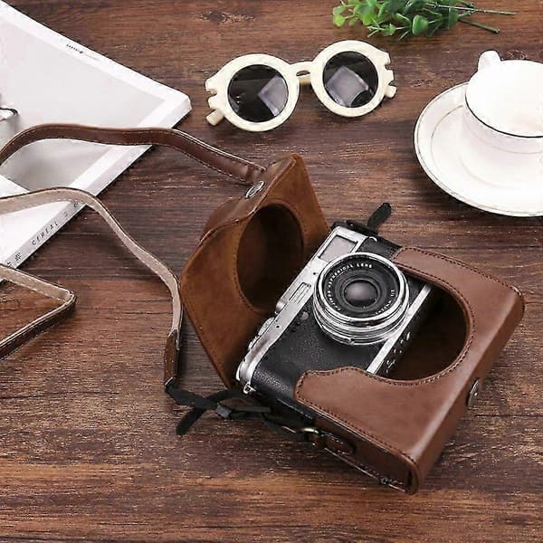 Genuine Leather Protective Camera Case for Fujifilm X10 X20 X30 X100 Series SxY Model-Compatible Accessory Solution Coffee