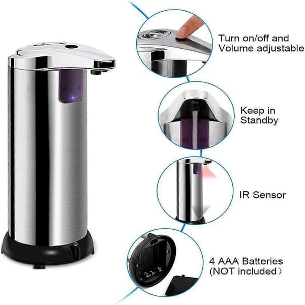 Smart præcis sæbedispenser med sensor, nem at bruge og genopfylde, rustfrit stål
