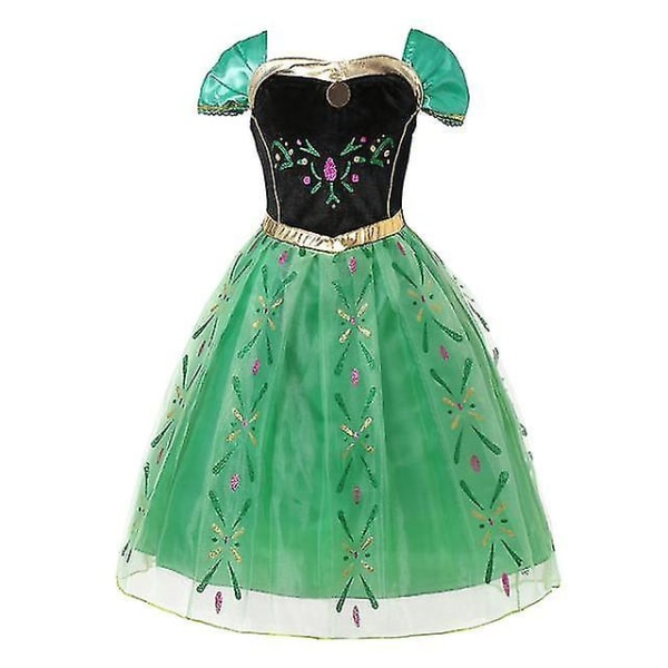 Girls" Frozen Princess Dress: Pailletter mesh boldkjole til cosplay som Elsa eller Anna Anna DressA 3-4T (110)