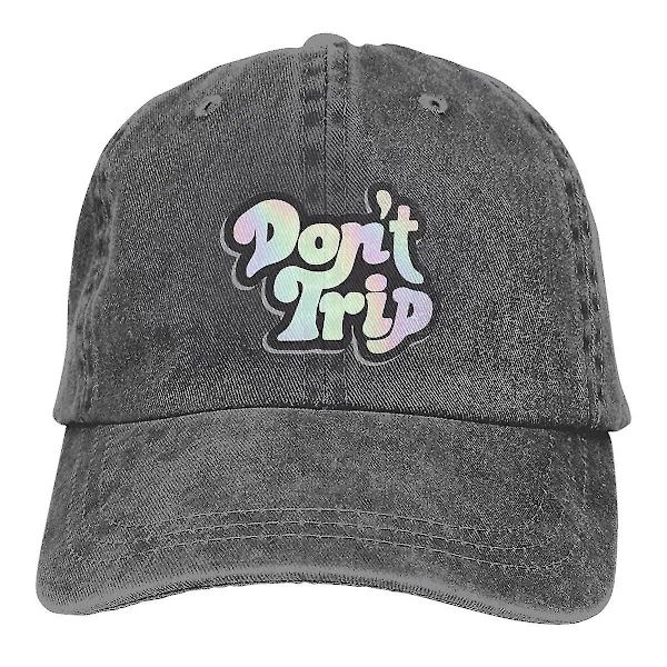 Dont Trip Trucker Hats Merch Mode Distressed Denim Rolig Logotyp Basebollkeps För Män Kvinnor Justerbar Dark Gray