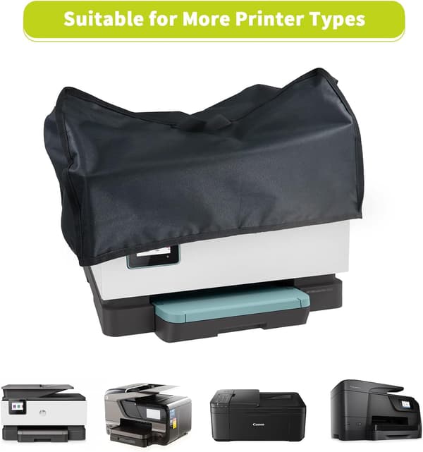 Dust Cover for HP/Epson/Canon/Brother Wireless Printers, 45*45*30CM Universal Printer Cover, 600D Waterproof Black Printer Protector