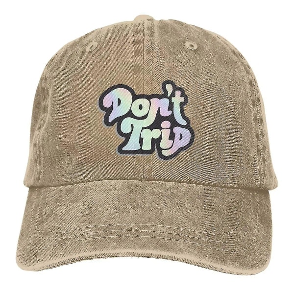 Dont Trip Trucker Hats Merch Fashion Distressed Denim Funny Logo Baseball Cap For Men Kvinner Justerbar Khaki