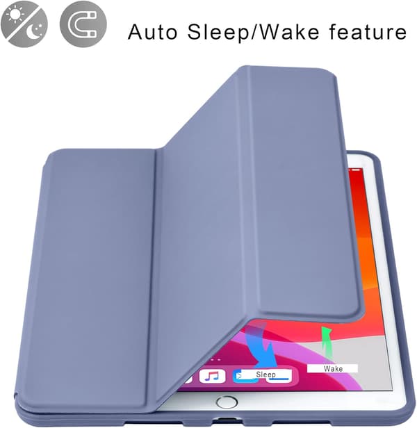 Case for Pad 10.2 inch with Corner Protection, Multi-Angle Viewing, Pen Holder, Auto Wake/Sleep (Lavender)