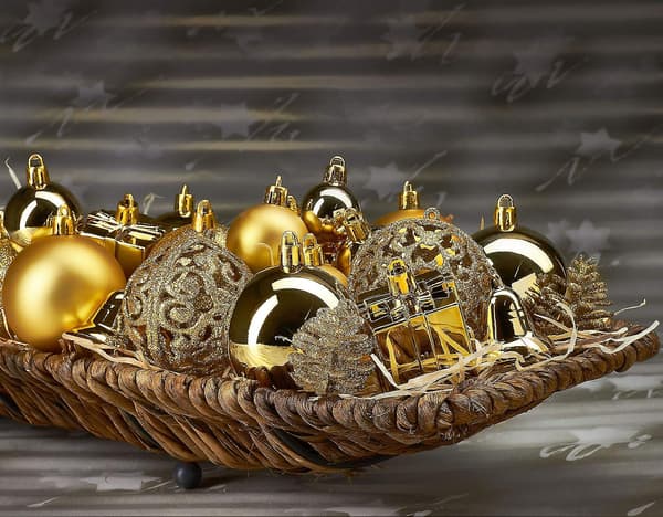 Brubaker 101-dels Julekuler med Topppynt i Lilla, Julepynt til Juletreet gold