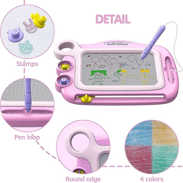 Leke for jenter 1-4 år, magnetisk tegnebrett for barn, gaver til jenter 2 3 4 år, kladdebrett barneleker, småbarnsleker alder 2-4, læringsleker F