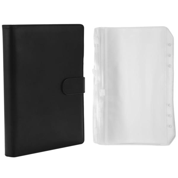 A5 Læder Notesbog Binder Med 16 stk. A5 Plastik Binder Lommer, Budget Kuvert System, a5 Budget P