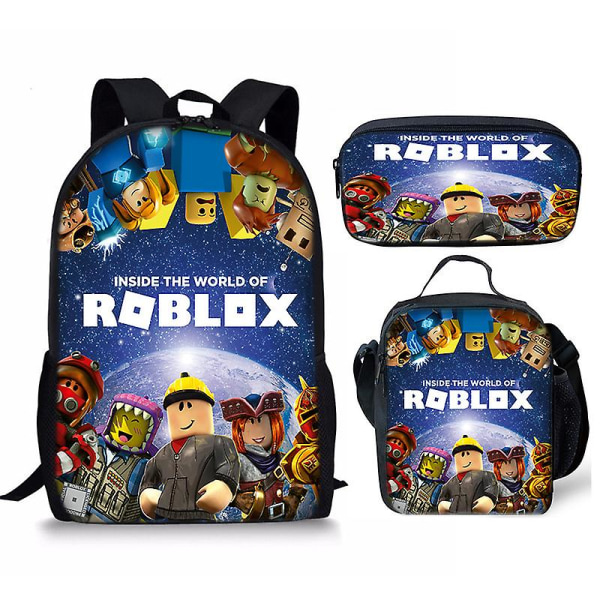 Sarjakuva Roblox Print koululaukku lasten reppu tai laukku tai kynälaukku tai kolmiosainen set 2 Only a satchel