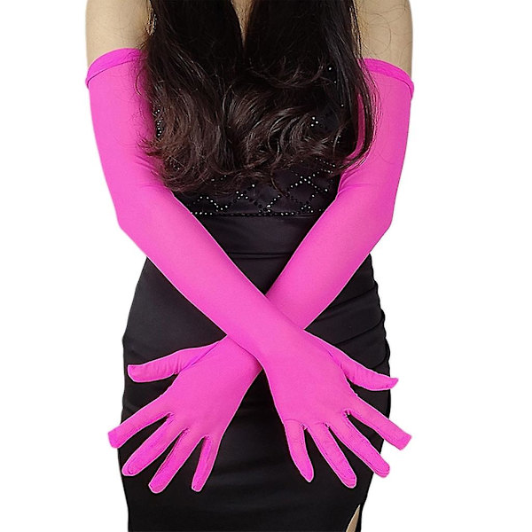 Dame Sheer Handsker Mode Lange Albue Handsker Kvinder Mesh Bryllupshandsker 21,6 Red