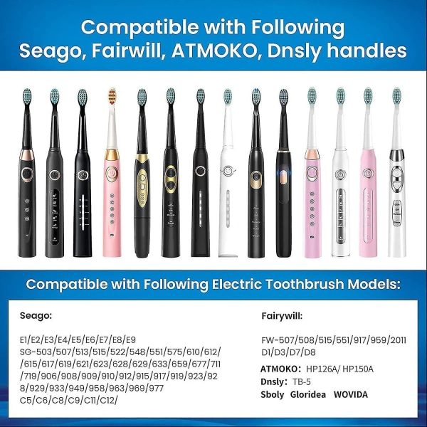 2024 nye tandbørsteudskiftningshoveder, der er kompatible med Fairywill Fw-507/508/551/917/959, Atmoko, Glor