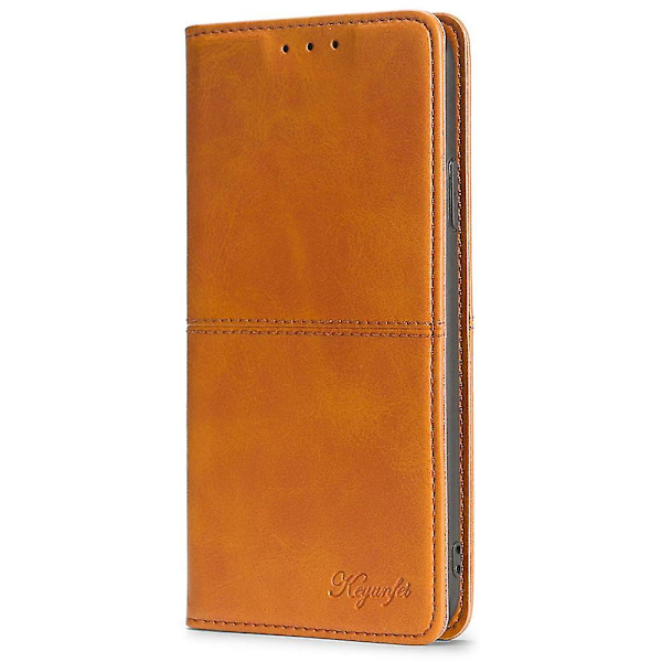 Cover til Tecno Spark 10 4G med kortlommer, koskindtekstur, stativ telefoncover - Lysebrun Light Brown