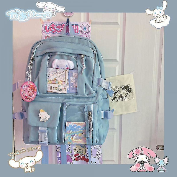 Kawaii Sanrio Mymelody Kuromi Cinnamoroll Pompom Purin Ny Ryggsekk Tegneserie Stor Kapasitet Student Skolesekk Utendørs Ryggsekk P
