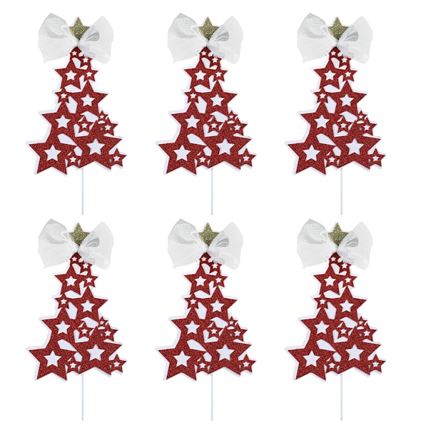 6-pack Jul Cupcake Toppers, Glittrande Julkaka