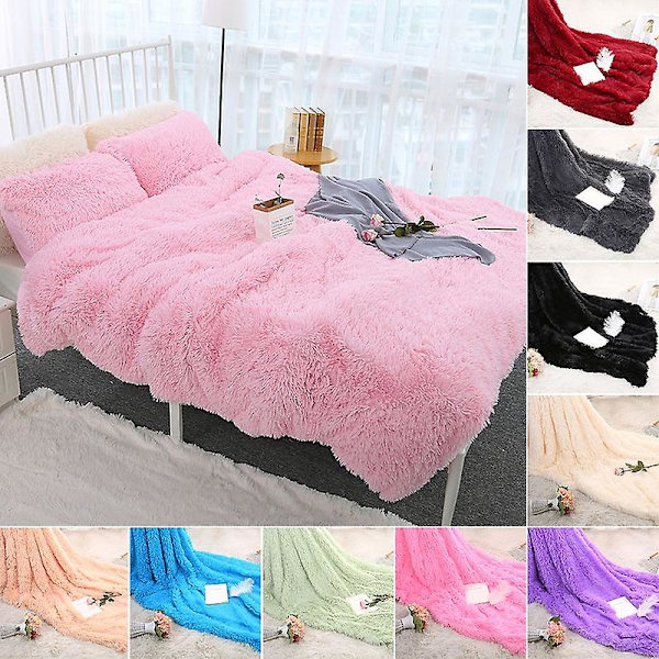 80x120cm Mjuk och Fluffig Shaggy Varma Sängsoffa Sängöverkast Sängkläder Pläd Throw Blanket Jikaix Pink