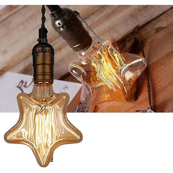 Edisonlampa Retro Glödlampa E27 I Stjärnform (2700k Varmvit) (Fri Frakt)