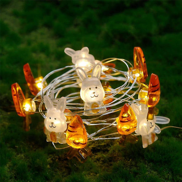 Påskeharekål Fairy String Lights Hagegård Peis Kanin Fairy Light Party Decor Batteridrevet A