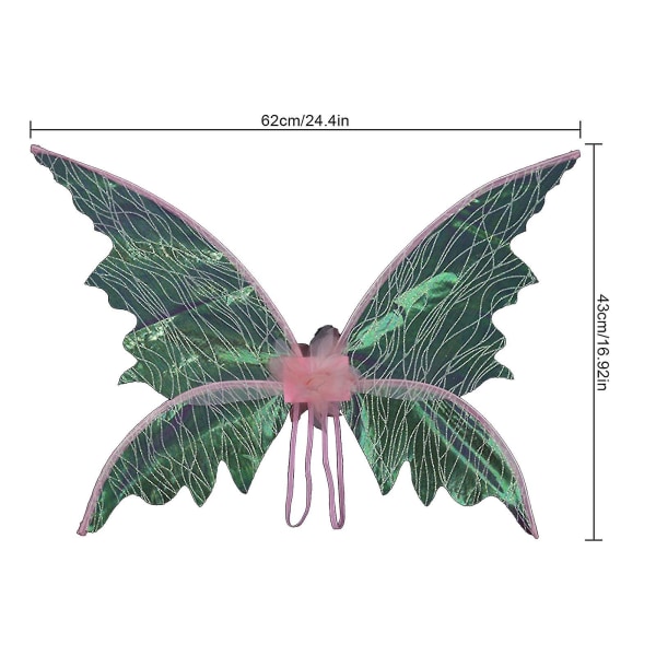 Stort Rea-erbjudande på Fjärilsvingar för Vuxna, Andevingar, Klubbdräkt för Karneval, Födelsedagar, Comic Con-temafester Cosplay Green