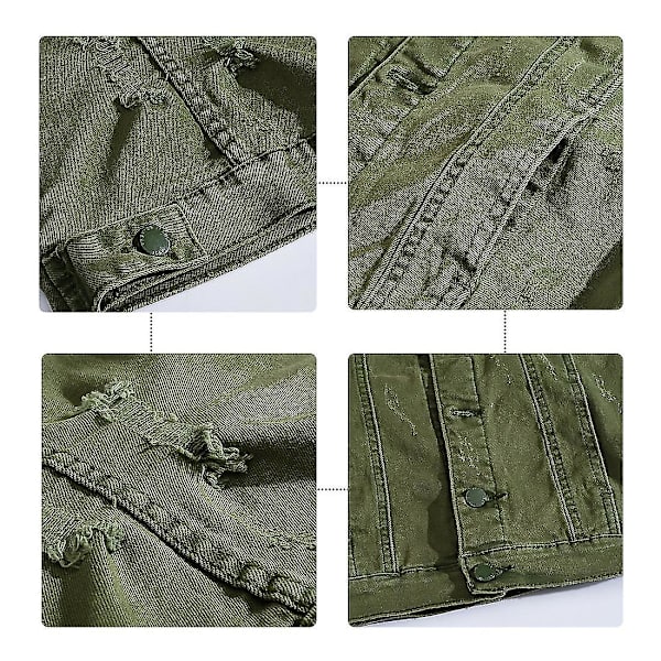 Herrar Klassisk Krage Ärmlös Denimjacka Retro Slim Casual Väst Green 2XL