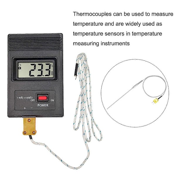 Meter Temperatur Sensor Probe -50 til 1100°C, 1 meter ledning 3.2x150mm