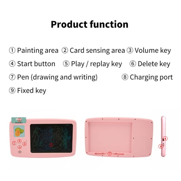 8.5 inch Pink Writing Tablet - Educational Toy for Kids