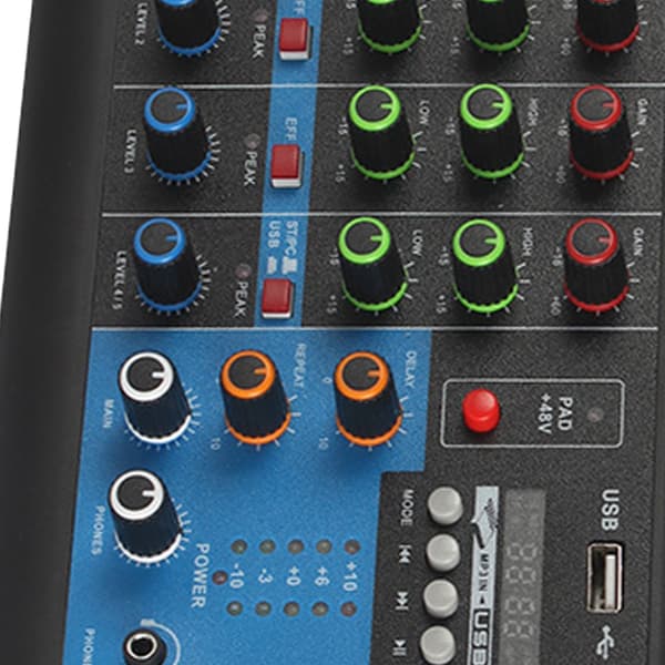 Lydmikserstasjon Liten 5-veis Liveopptak DJ Lydkort Konsoll Mikser USB Bluetooth Digital Effektor EU-plugg
