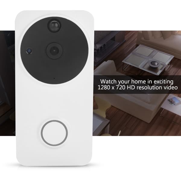 Låg strömförbrukning Hemlarm WiFi Trådlös Video Intercom Dörrklocka (Vit)