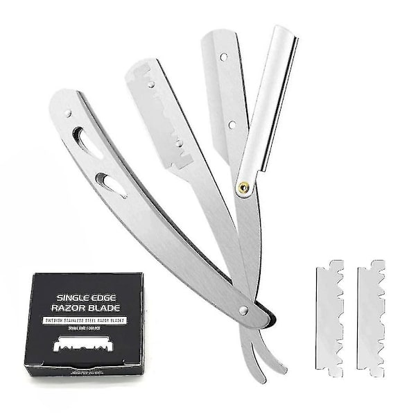Profesjonell Barber Straight Edge For Razor Med 100 stk Rustfritt Stål Enkeltkantede Razorblader