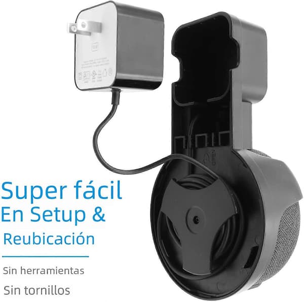 Väggfäste för Alexa Echo Dot 3:e generationens högtalare, högtalarhylla med skruvlös kabelhantering Black