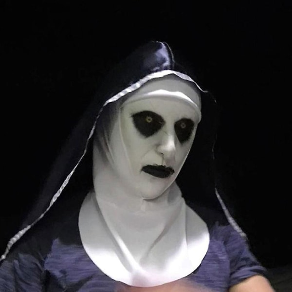 The Horror Scary Nun Latex Mask M/tørklæde Valak Cosplay Til Halloween Kostume