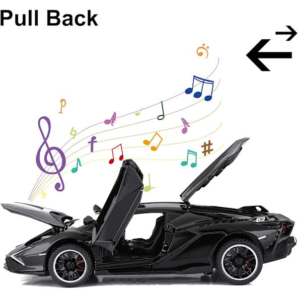 Leikkiauto Lambo Sian FKP37 Metallimalliauto Valoilla ja Äänellä Takana Pojille 3+ (Musta)