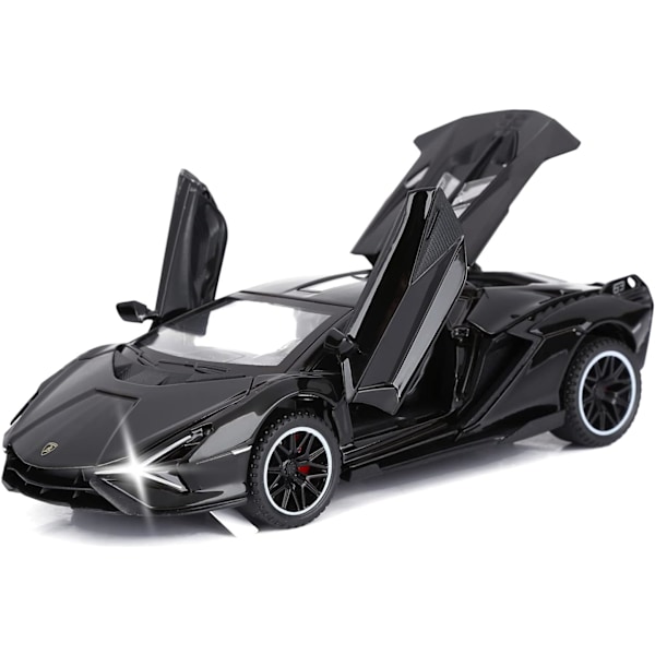 Toy Car Lambo Sian FKP37 Metal Model Car with Light and Sound Rear Toy Car for Boys 3+ (Black)