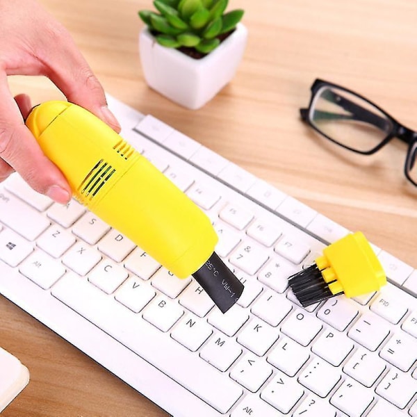 Minidammsugare Tangentbord Rengöringsborste Laptop Shell Cleaner Dust Brush Portable USB Yellow