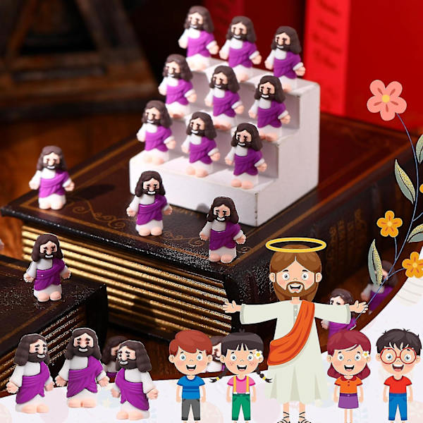 Mini Jeesus-hahmo Pääsiäis-koristeet, Jeesus-leluhahmo Kristus Uskonnollinen Pelastaja, Jeesus-nukke Uskonnolliset Tarvikkeet Uskonnollinen Lahja 24Pcs