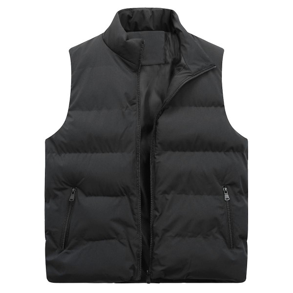 Seeunique miesten kevyt, pakattava pufferdown liivi, hihaton tikattu takki Black XL