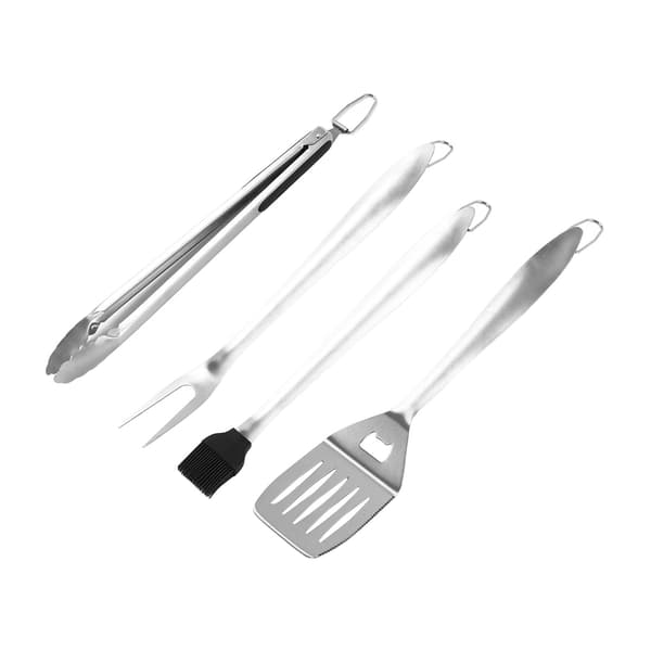 Grillset i rostfritt stål, robust, tjockt, rostbeständigt, krokdesign, bärbart grillverktygsset för campingfester