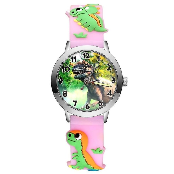 Mode tegneserie sød dinosaur stil børneure Børn Student Piger Drenge Quartz 3d silikone armbåndsur Pink