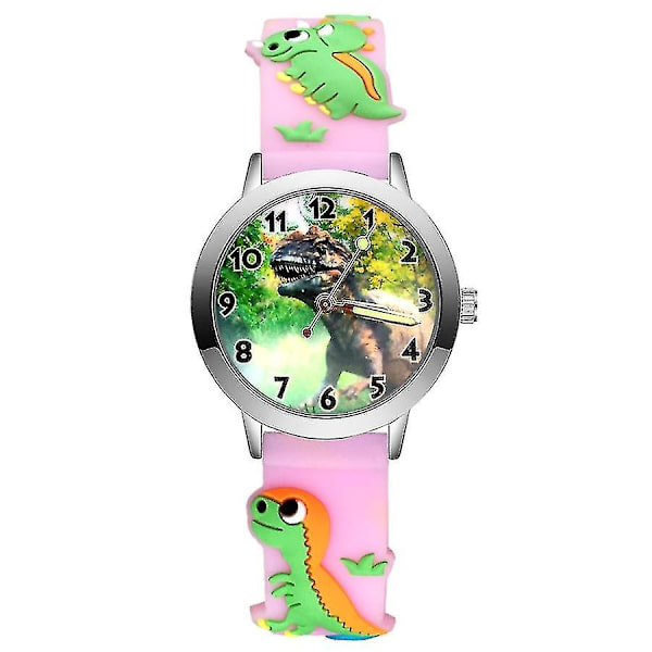 Muodin Mukainen Piirretty Söpö Dinosauruksen Tyylit Lapsille Kellot Lapset Opiskelijat Tytöt Pojat Kvartsi 3d Silikonirannekello Pink