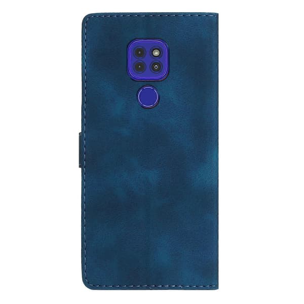 Blomster Læder Etui Til Motorola Moto G9 / G9 Play / E7 Plus Blue