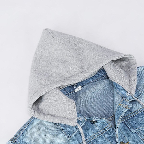 YOUTHUP Miesten Huppari Denim Liivi Rento Vintage Repaleinen Ulkovaatteet Cowboy Gilet Blue 3XL