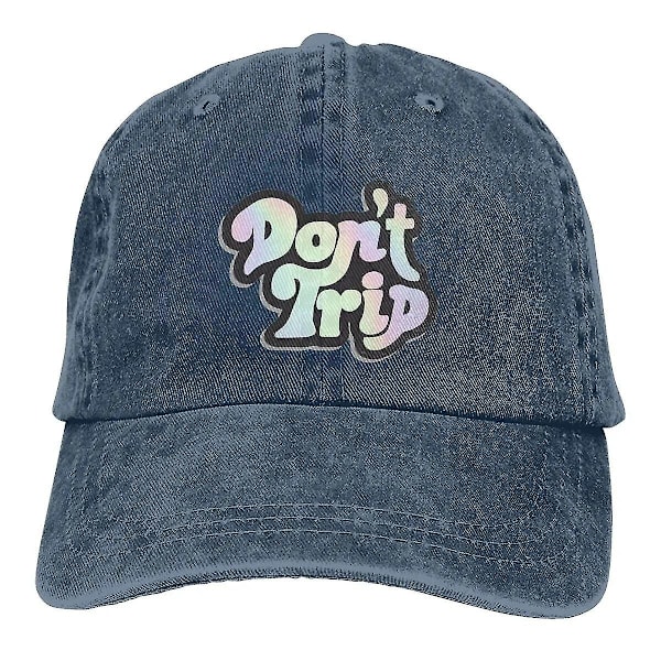 Dont Trip Trucker Hats Merch Mode Distressed Denim Rolig Logotyp Basebollkeps För Män Kvinnor Justerbar Navy Blue