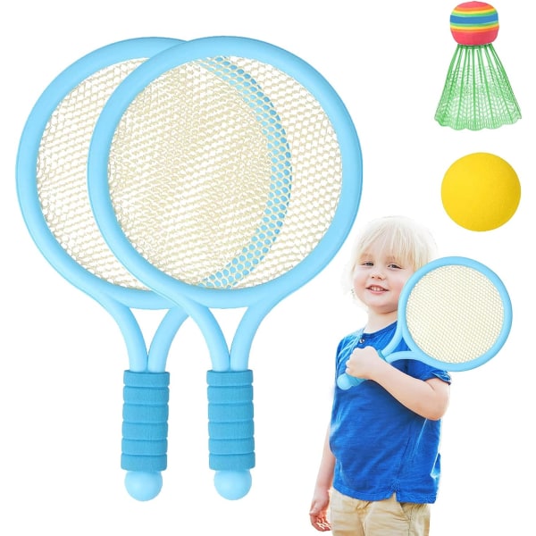 Tennisracketsett for barn, 2 tennisracketer med 1 badmintonball