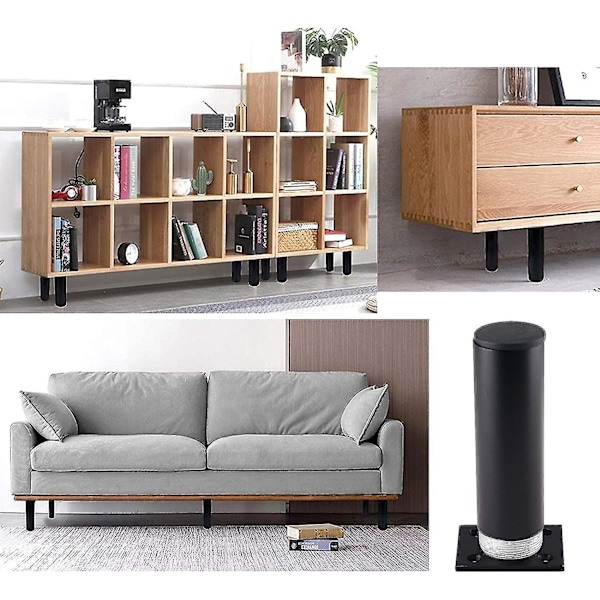 Pakke med 4,7 tommers møbelben i aluminiumlegering, justerbare møbelben, runde metall sofa støtteben, justerbare ben for kjøkkenbord, skap Hon