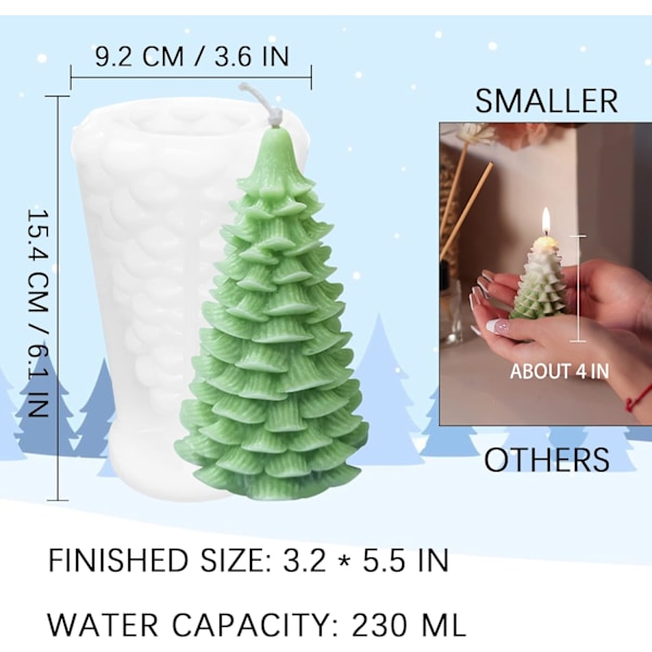 3D Suuri Joulukuusi Muotti Kynttilänvalmistukseen Hartsiin