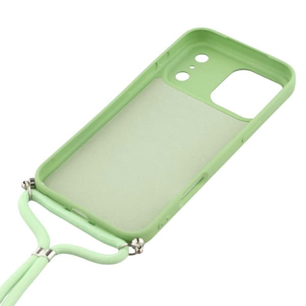Skal för iPhone 17 Pro, mjukt TPU-fiberfoder, telefonfodral med axelrem Matcha Green
