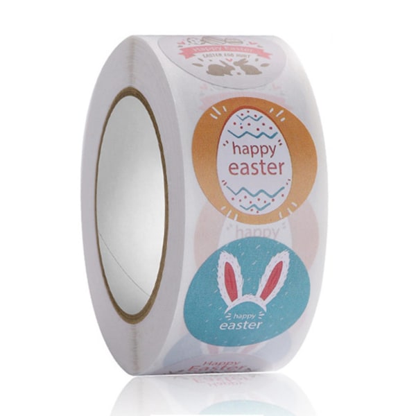 Roll Sticker Etiket Bedårende påskeæg Miljøvenlig Dejlig Bunny Selvklæbende Tag Sticker til ferie 7